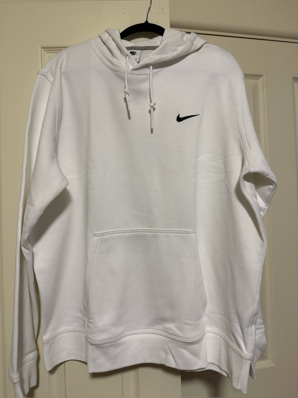 Nike White Pullover Hoodie with Black Swoosh